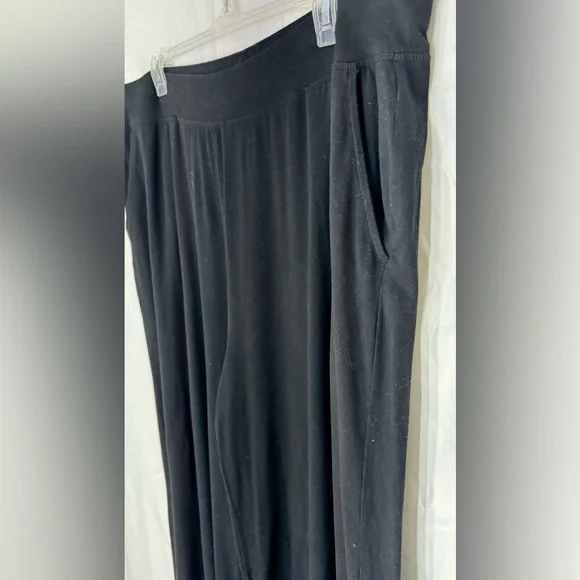 Eileen Fisher Fine Jersey Wide Leg Cropped Slit Pants Black Women's Size L - Picture 5 of 13